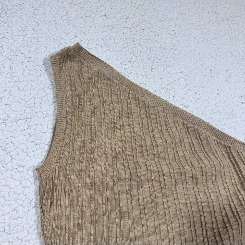 Free People Beach Mary One Shoulder Cable Knit Tank Top Size XS Tan Brown - Picture 3 of 6